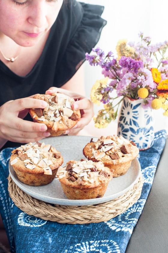 Foto em destaque de Muffins de Banana, Chocolate e Côco