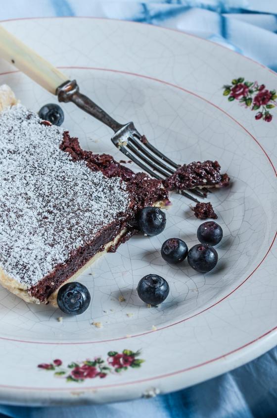 Foto em destaque de Tarte de Brownie de Mirtilo
