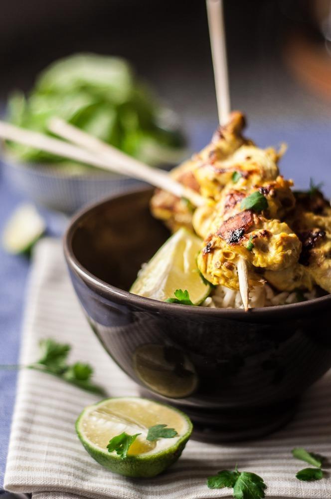Foto em destaque de Espetadas de Frango Satay