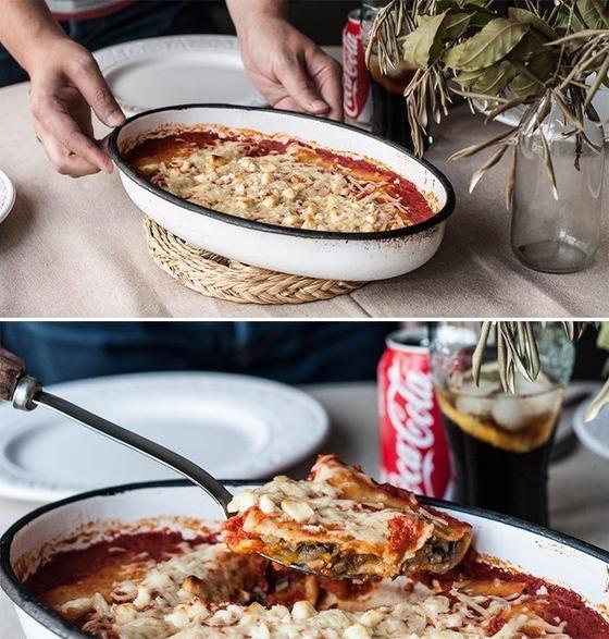 Foto em destaque de Canelones Vegetarianos de Abóbora e Cogumelos