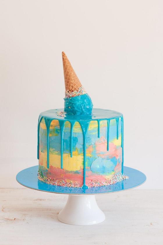Foto em destaque de Bolo Cone de Gelado para Menino